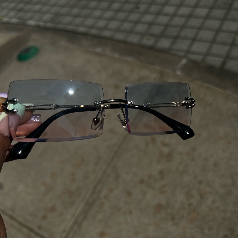 Modern Blue To Pink Gradient Rimless Eyeglasses